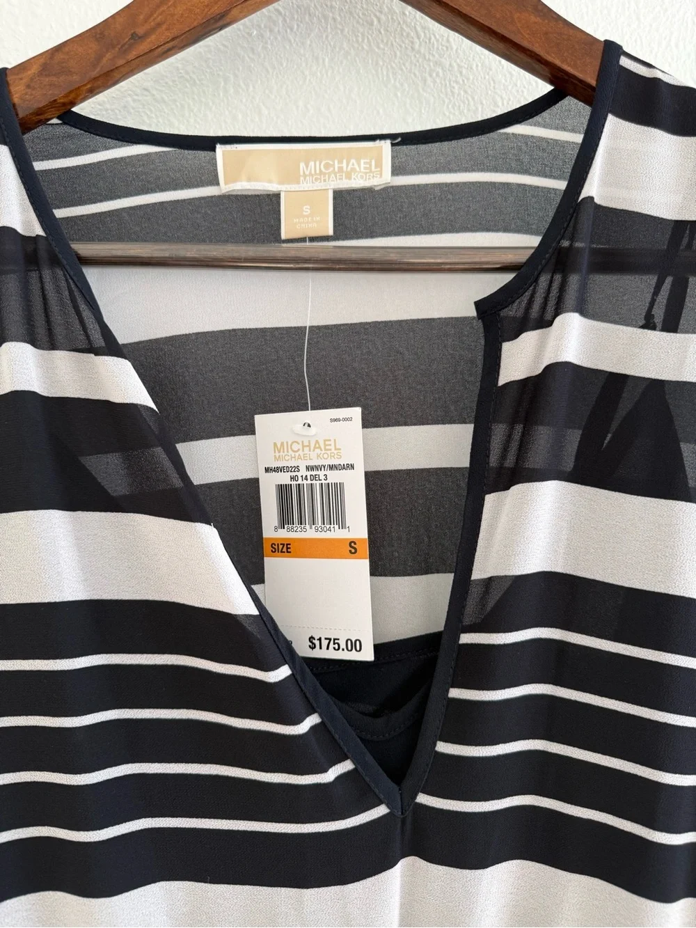 MICHAEL Michael Kors Striped V-Neck Chiffon Maxi Dress Size Small NWT
